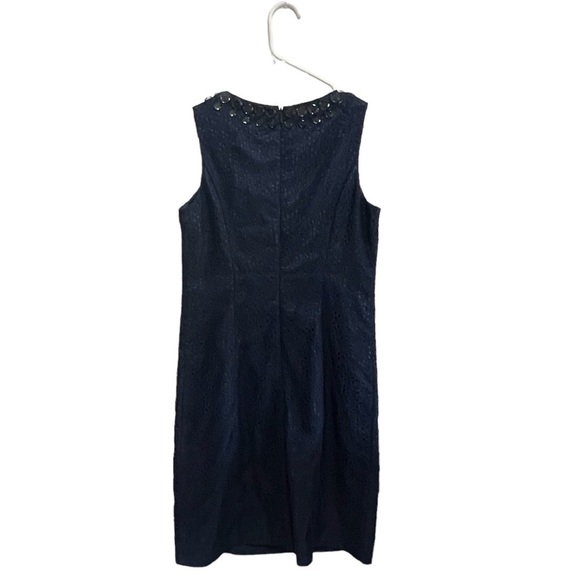 Trina Turk Dresses TD13R047 Navy Jeweled Neckline Lace Overlay, New with Tags - Picture 3 of 7